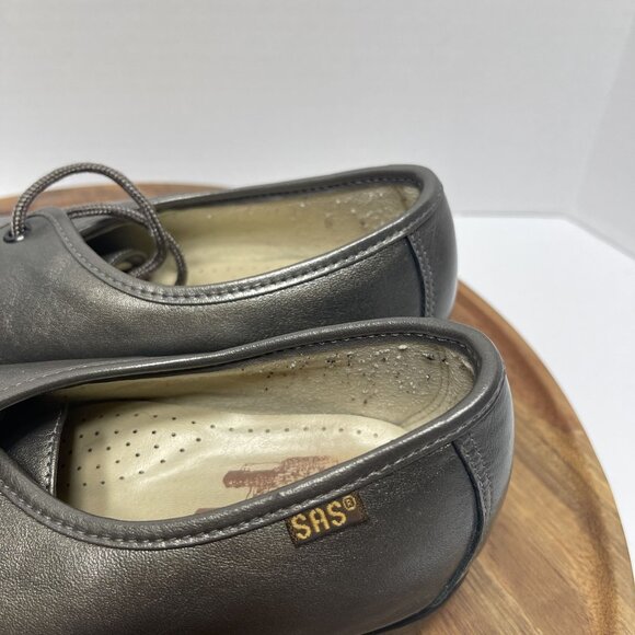 SAS Womens Soft Step Heel Leather Moccasins Size 7M Pewter‎ Gray - Picture 8 of 16